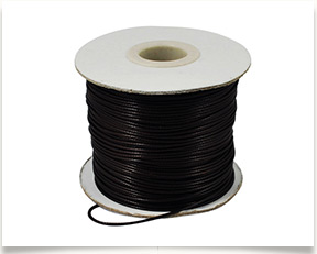 Cotton Wax Cord, Black, about 1.5mm thick, 90yards/roll